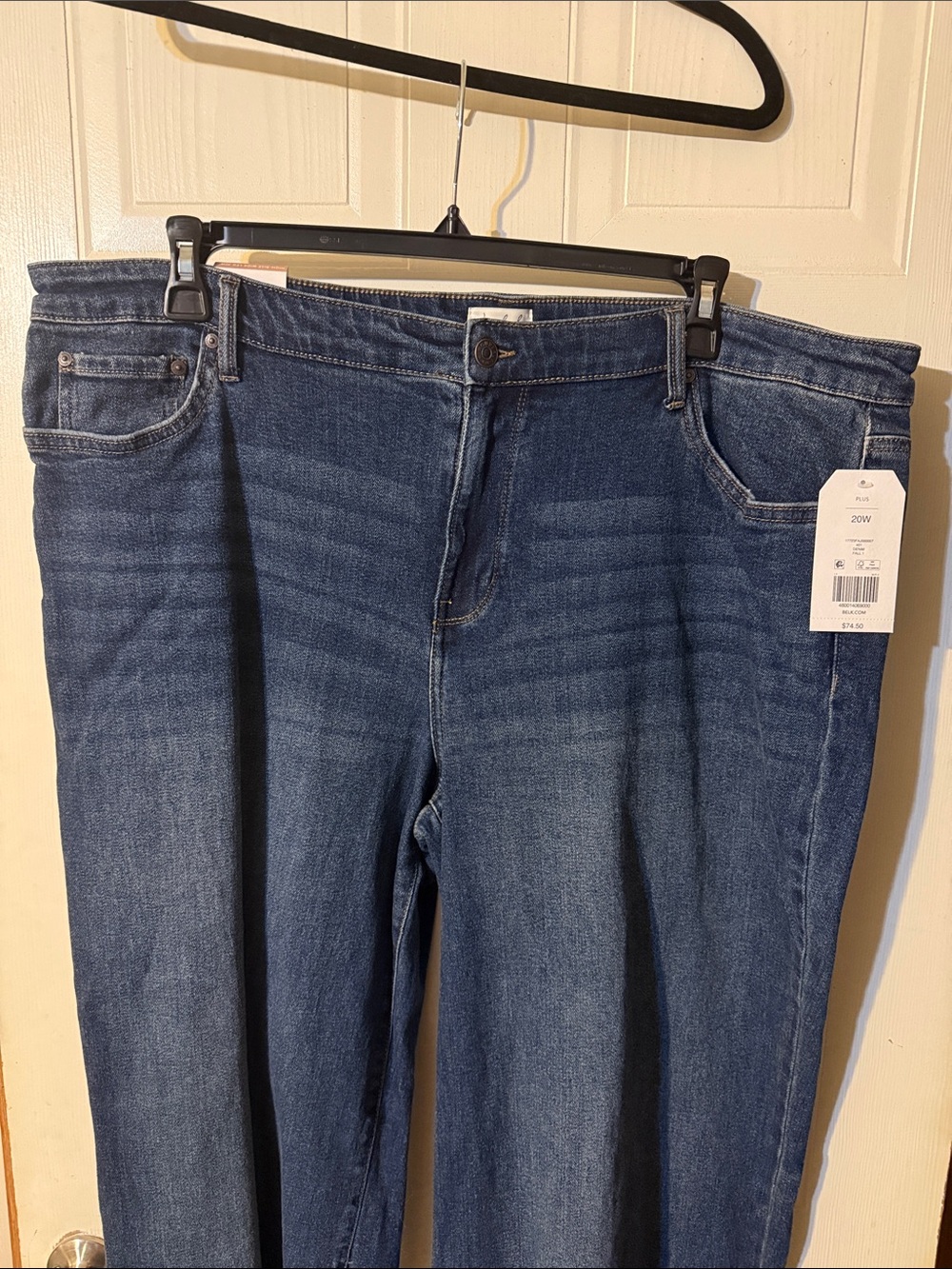 Wonderly Women's High Rise wide Leg Dark Blue Jeans plus size 20W